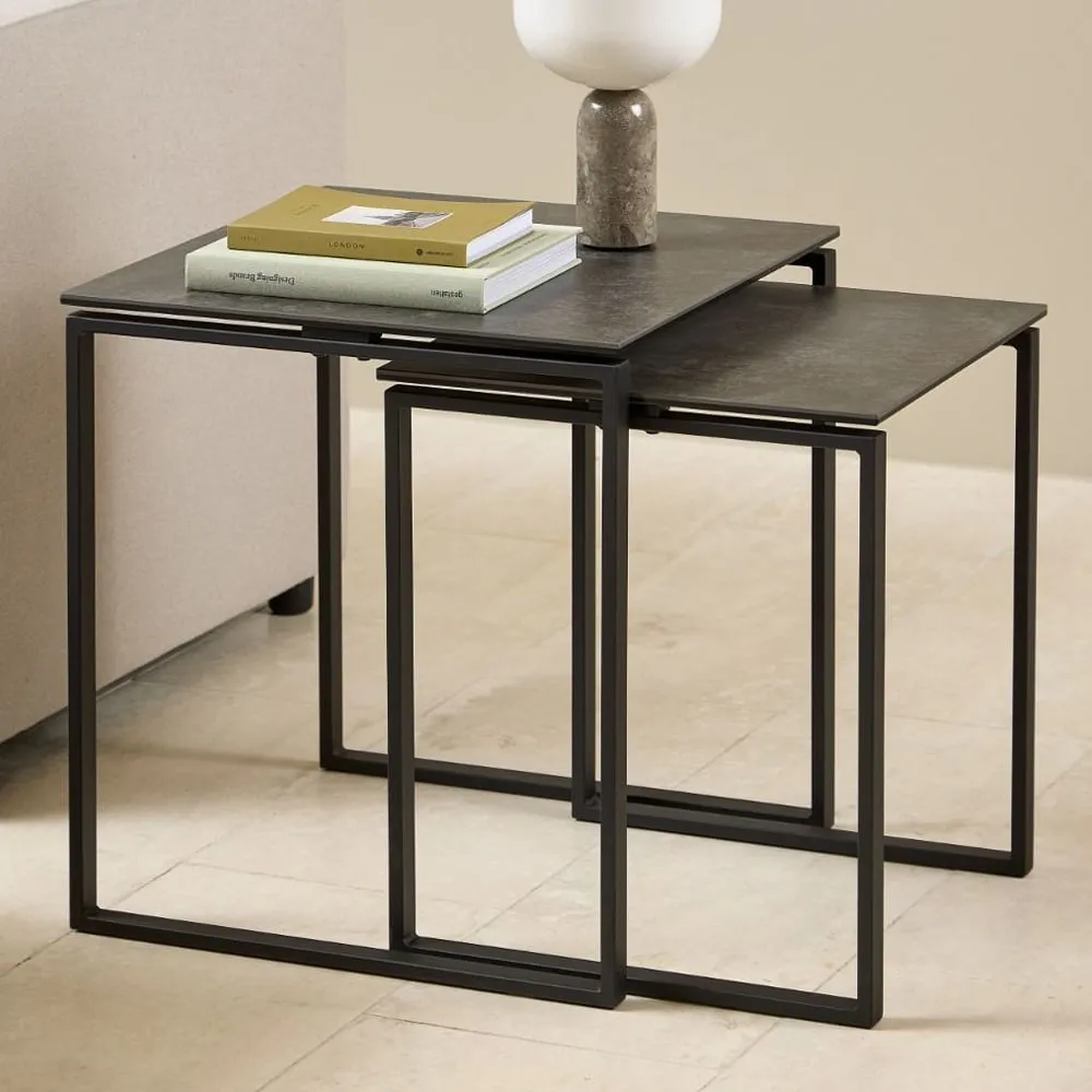 Keene Square Nesting Coffee Tables - Black, Ceramic image