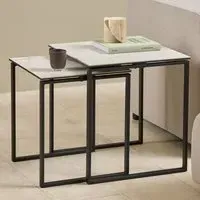 Keene Square Nesting Coffee Tables - White, Ceramic