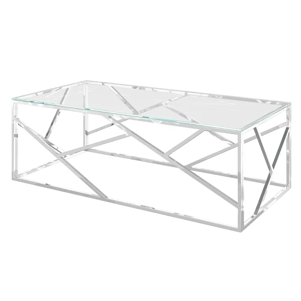 Keizer Coffee Table - Clear, Chrome
