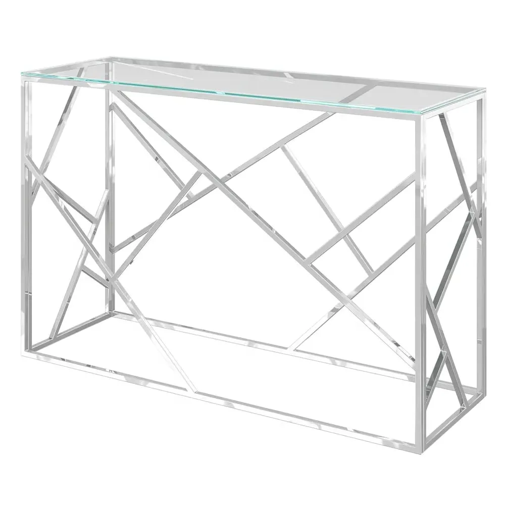 Keizer Console Table - Clear, Chrome