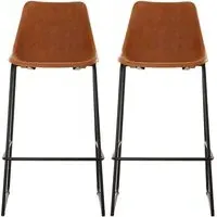 Kekoun Bar Chairs with Footrest - Camel, Faux Leather
