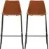Kekoun Bar Chairs with Footrest - Camel, Faux Leather