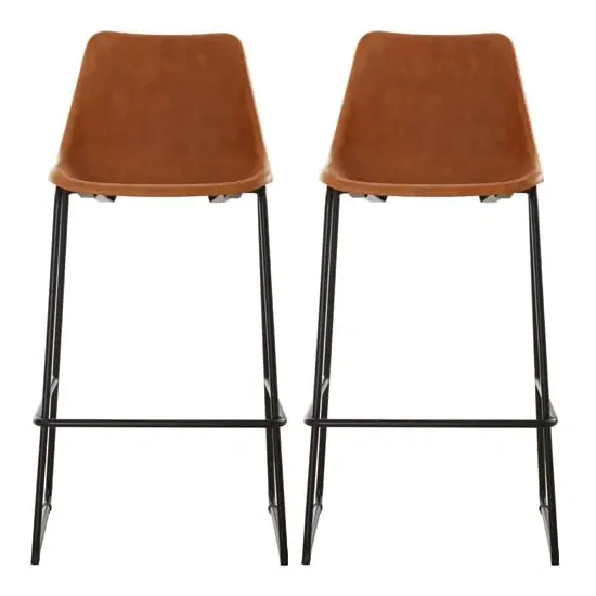 Kekoun Bar Chairs with Footrest - Camel, Faux Leather image