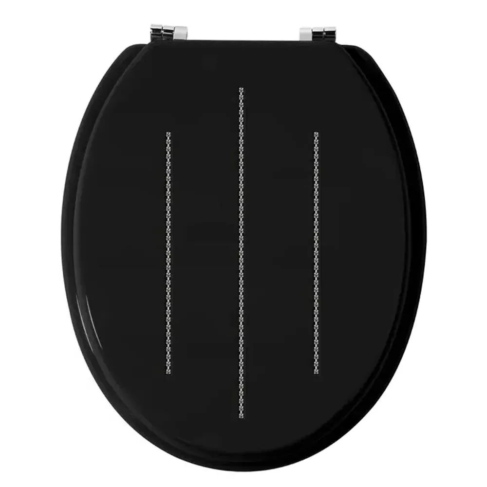Kelant Wooden Toilet Seat with Diamante Detail - Black, MDF product