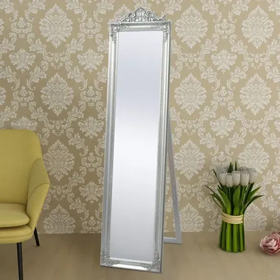 Kellan Free-Standing Baroque Mirror - Silver