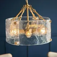 Kelowna 4 Light Handmade Glass Pendant Light - Brushed Aged Brass