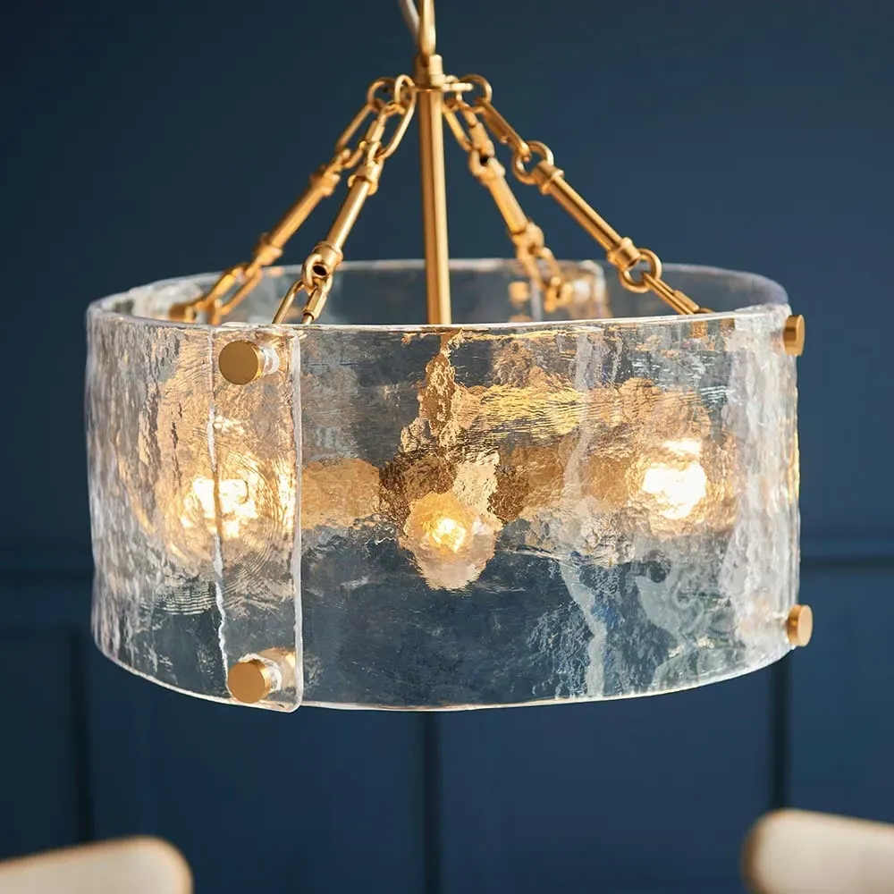 Kelowna 4 Light Handmade Glass Pendant Light - Brushed Aged Brass image