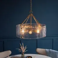 Kelowna 6 Light Handmade Glass Pendant Light - Brushed Aged Brass