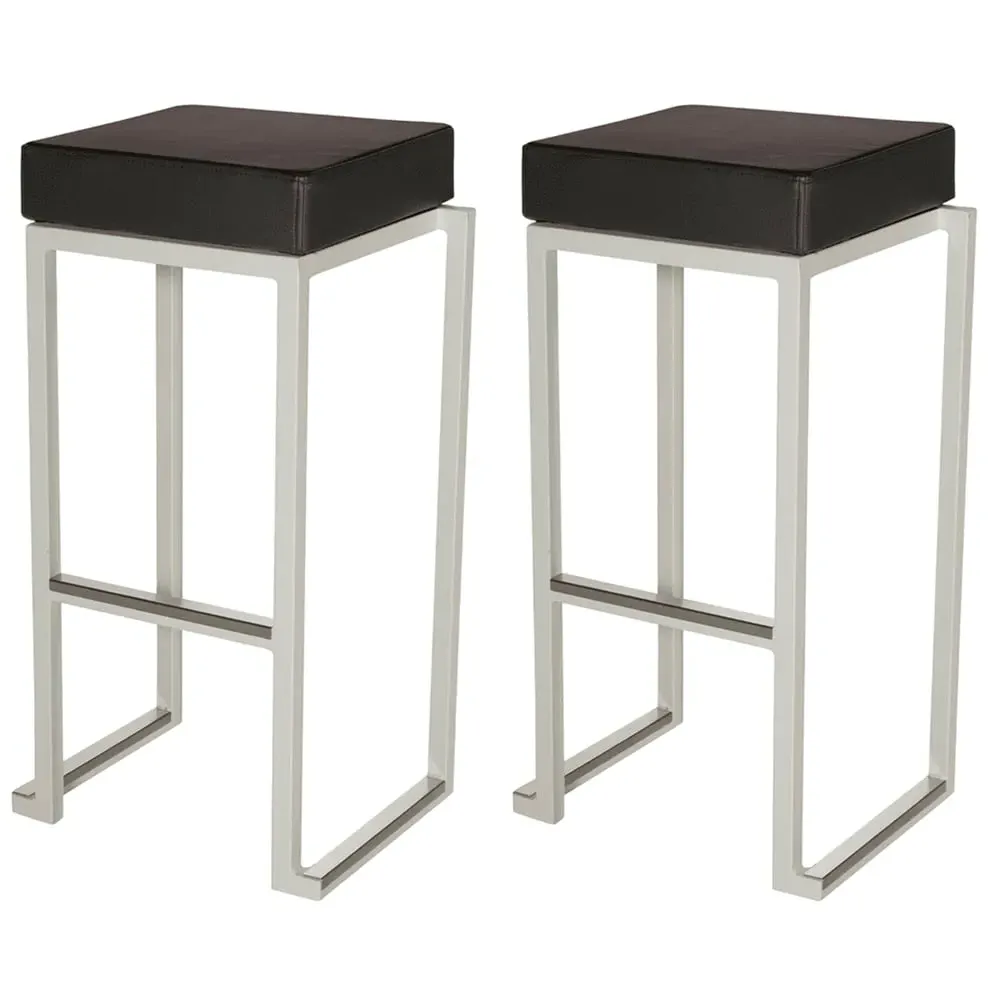Kelowna Bar Stools with Footrest - Black, Faux Leather image