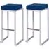 Kelowna Bar Stools with Footrest - Blue, Velvet