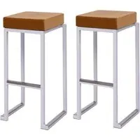 Kelowna Bar Stools with Footrest - Gold, Velvet