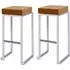 Kelowna Bar Stools with Footrest - Gold, Velvet