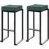 Kelowna Bar Stools with Footrest - Green, Velvet
