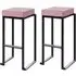 Kelowna Bar Stools with Footrest - Pink, Velvet