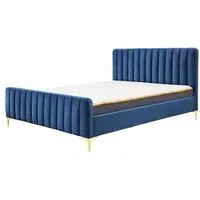 Kelowna King Size Bed Frame - Midnight Blue, Fabric
