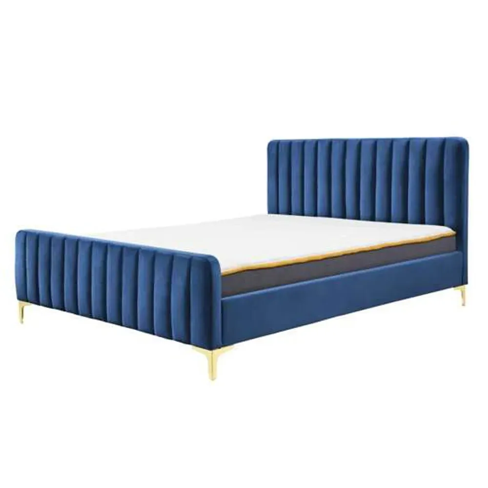 Kelowna King Size Bed Frame - Midnight Blue, Fabric
