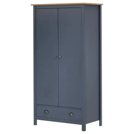Kendal 2-Door Wardrobe - Grey, Pine Wood