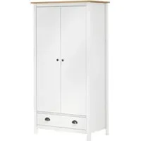 Kendal 2-Door Wardrobe - White, Pine Wood