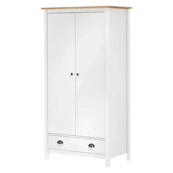 Kendal 2-Door Wardrobe - White, Pine Wood
