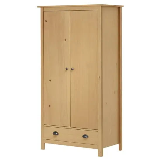 Kendal 2-Door Wardrobe with Drawer - Brown, Pine Wood image
