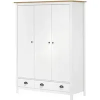 Kendal 3-Door Wardrobe - White, Pine Wood