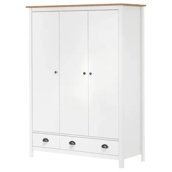 Kendal 3-Door Wardrobe - White, Pine Wood