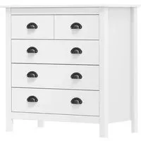 Kendal 5-Drawer Chest of Drawers - White, Pine Wood
