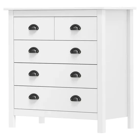 Kendal 5-Drawer Chest of Drawers - White, Pine Wood