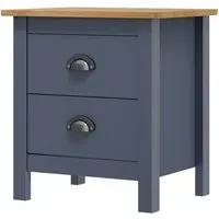 Kendal Bedside Cabinet with 2 Drawers - Grey, Pine Wood