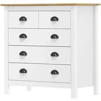 Kendal Chest of 5 Drawers - White, Pine Wood