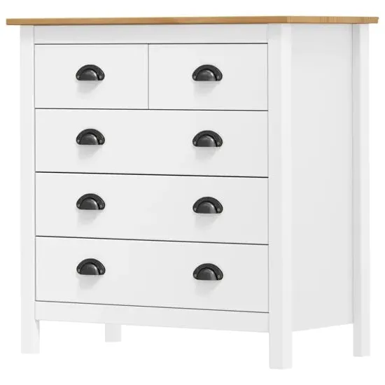 Kendal Chest of 5 Drawers - White, Pine Wood