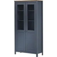 Kendal Display Cabinet with 2 Doors - Grey, Pine Wood