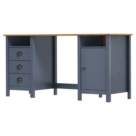 Kendal Laptop Desk with 1 Door - Grey, Pine Wood