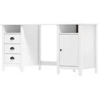 Kendal Laptop Desk with 1 Door - White, Pine Wood