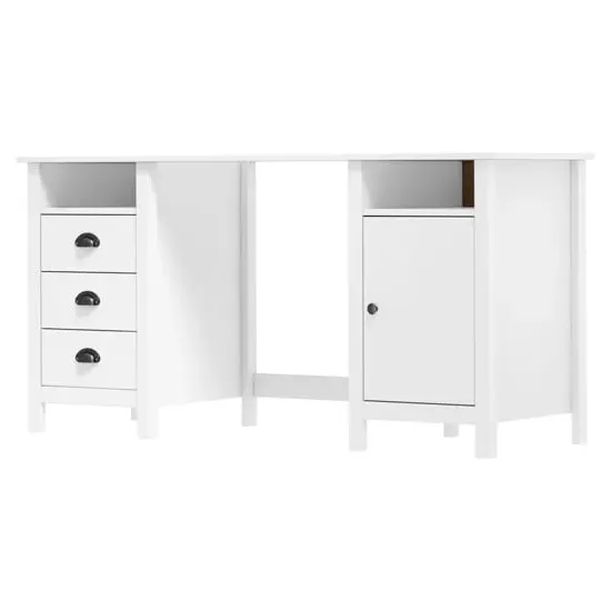 Kendal Laptop Desk with 1 Door - White, Pine Wood