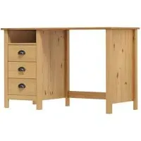 Kendal Laptop Desk with 3 Drawers - Brown, Pine Wood