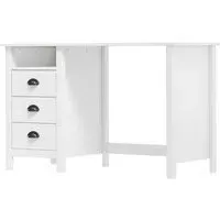 Kendal Laptop Desk with 3 Drawers - White, Pine Wood