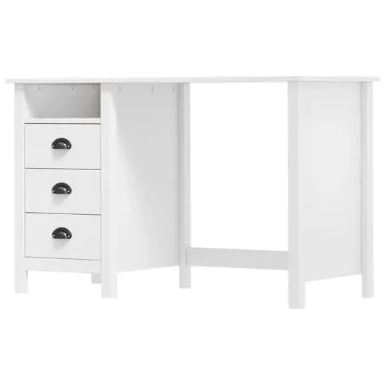 Kendal Laptop Desk with 3 Drawers - White, Pine Wood image