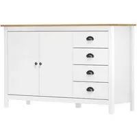 Kendal Sideboard with 4 Drawers - White, Pine Wood
