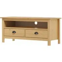 Kendal TV Stand with 2 Drawers - Brown, Pine Wood