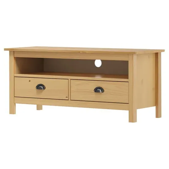 Kendal TV Stand with 2 Drawers - Brown, Pine Wood