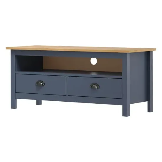 Kendal TV Stand with 2 Drawers - Grey & Brown, Solid Pine product