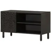 Kendal TV Stand with 2 Shelves - Black, Mango Wood