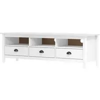Kendal TV Stand with 3 Drawers - White, Pine Wood