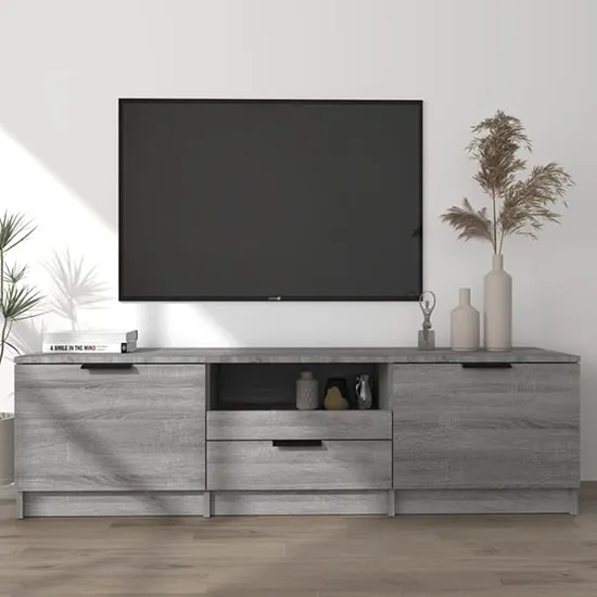 Kenna TV Stand with 2 Doors 1 Drawer - Grey, Engineered Wood