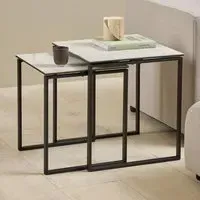 Kennesaw Ceramic Nest of 2 Tables - White