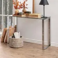 Kennesaw Clear Glass Console Table with Chrome Legs - Clear