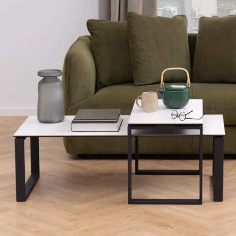 Kennesaw Nesting Coffee Tables - White, Ceramic