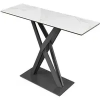 Kenosha Ceramic Glass Console Table - White Gloss