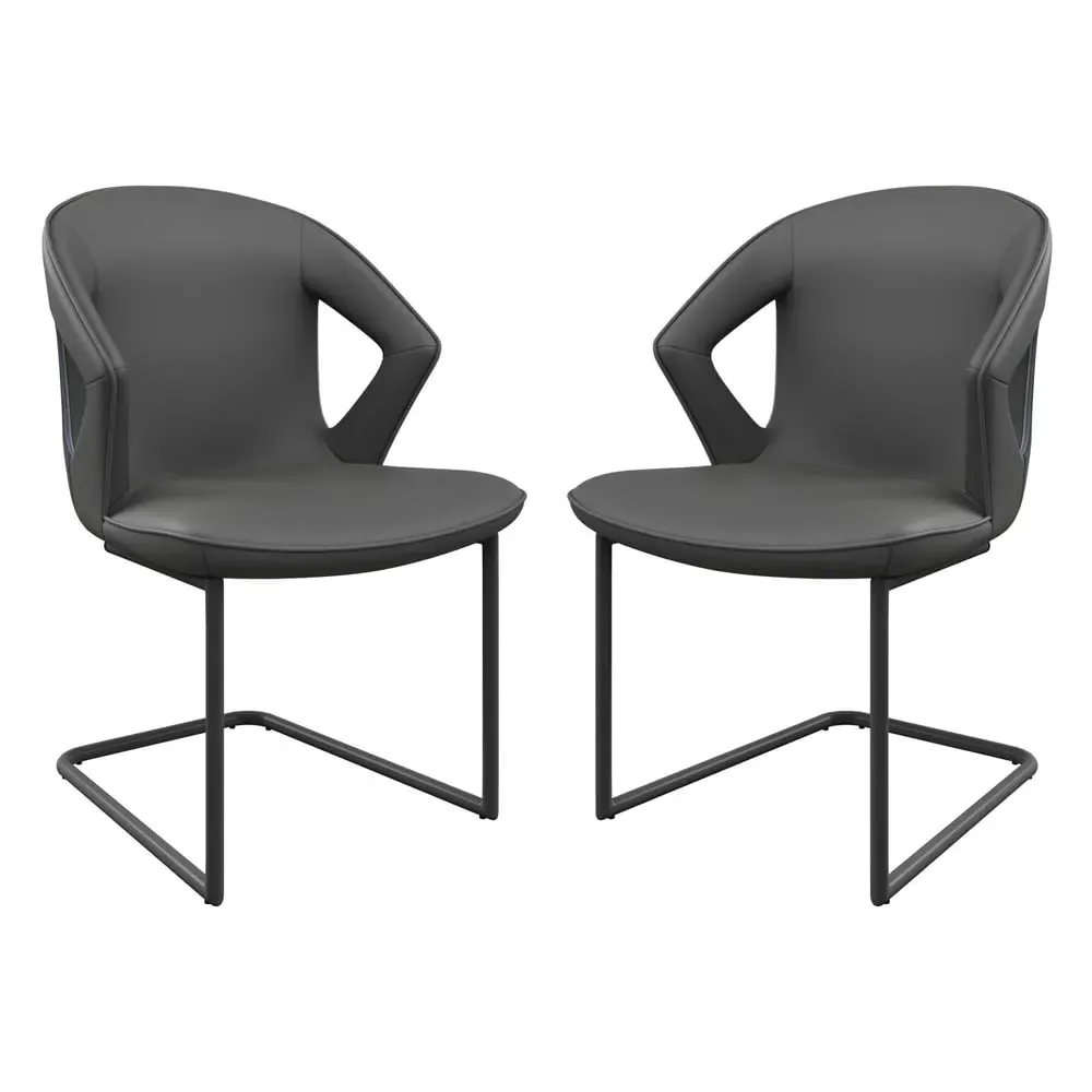 Kenosha Dining Chairs Pair - Grey, Faux Leather image